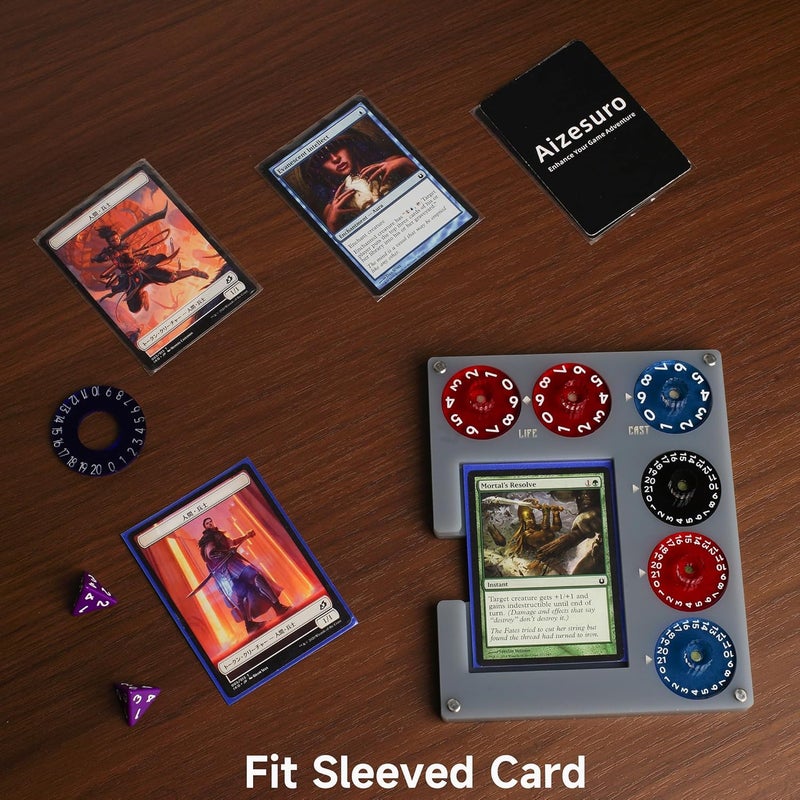 Aizesuro Grey Acrylic Commander EDH Command Zone Tray Panel with Life, Damage, Cast Dial Counter Compatible with Magic The Gathering Deck, MTG Life Counter Accessories - Image 2